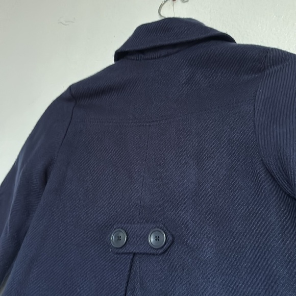 Girl's coat size 6 in navy blue with beige trim - Picture 6 of 11